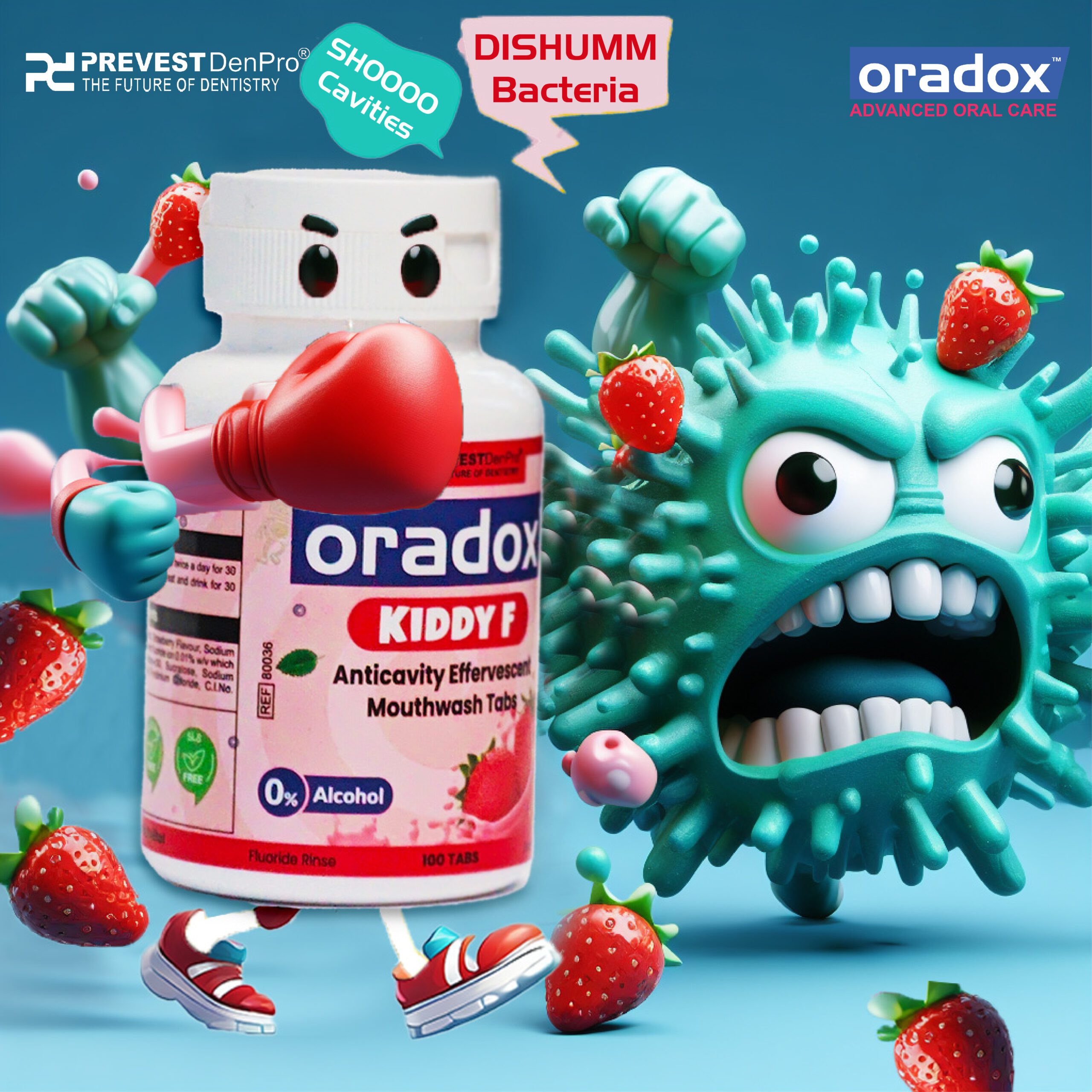Kiddy F anticavity mouthwash tabs to strengthen enamel & prevent cavities